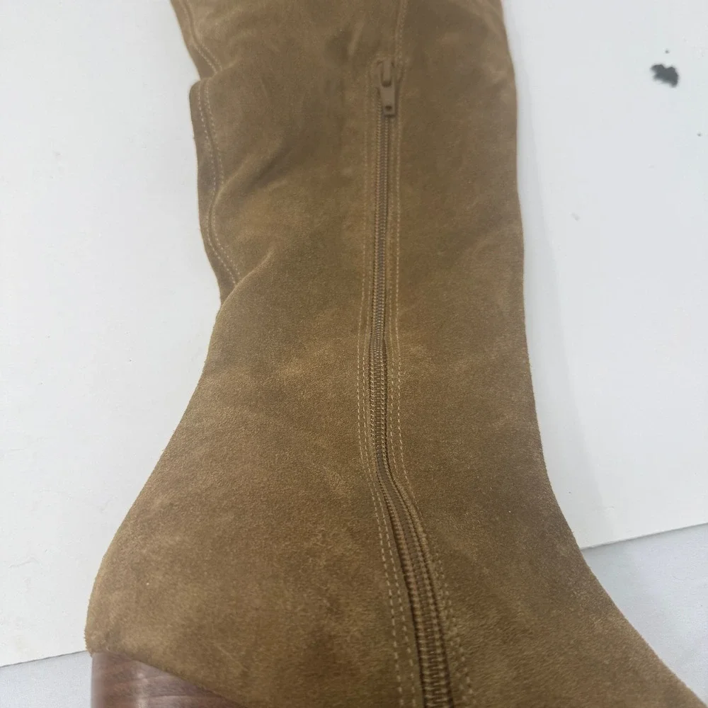Matisse Womens Tan Suede Over The Knee Boots Pointed Toe Block Heel Size 7.5M